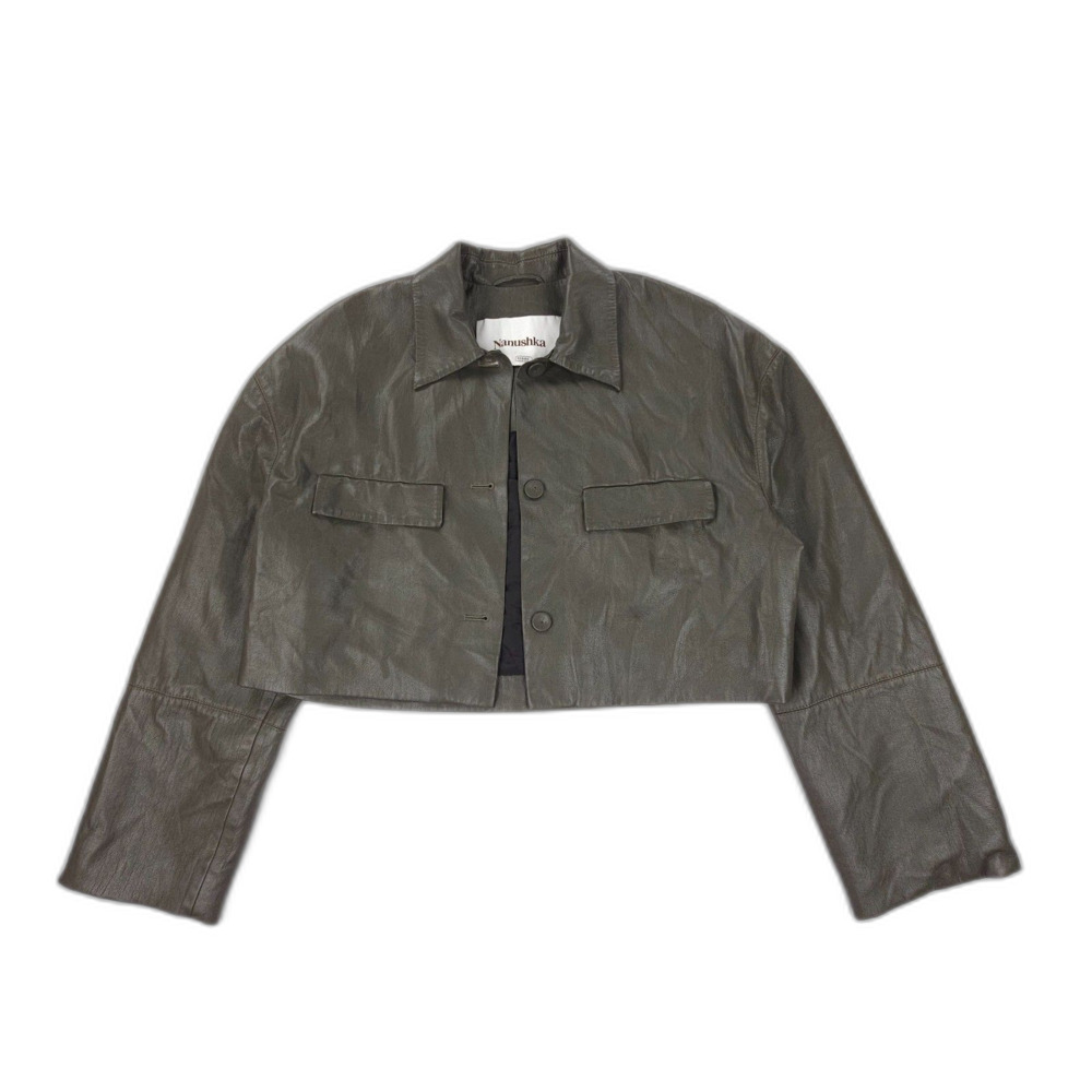 NANUSHKA Holleen Vegan Leather Jacket Olive Military French Girl Minimal Boho